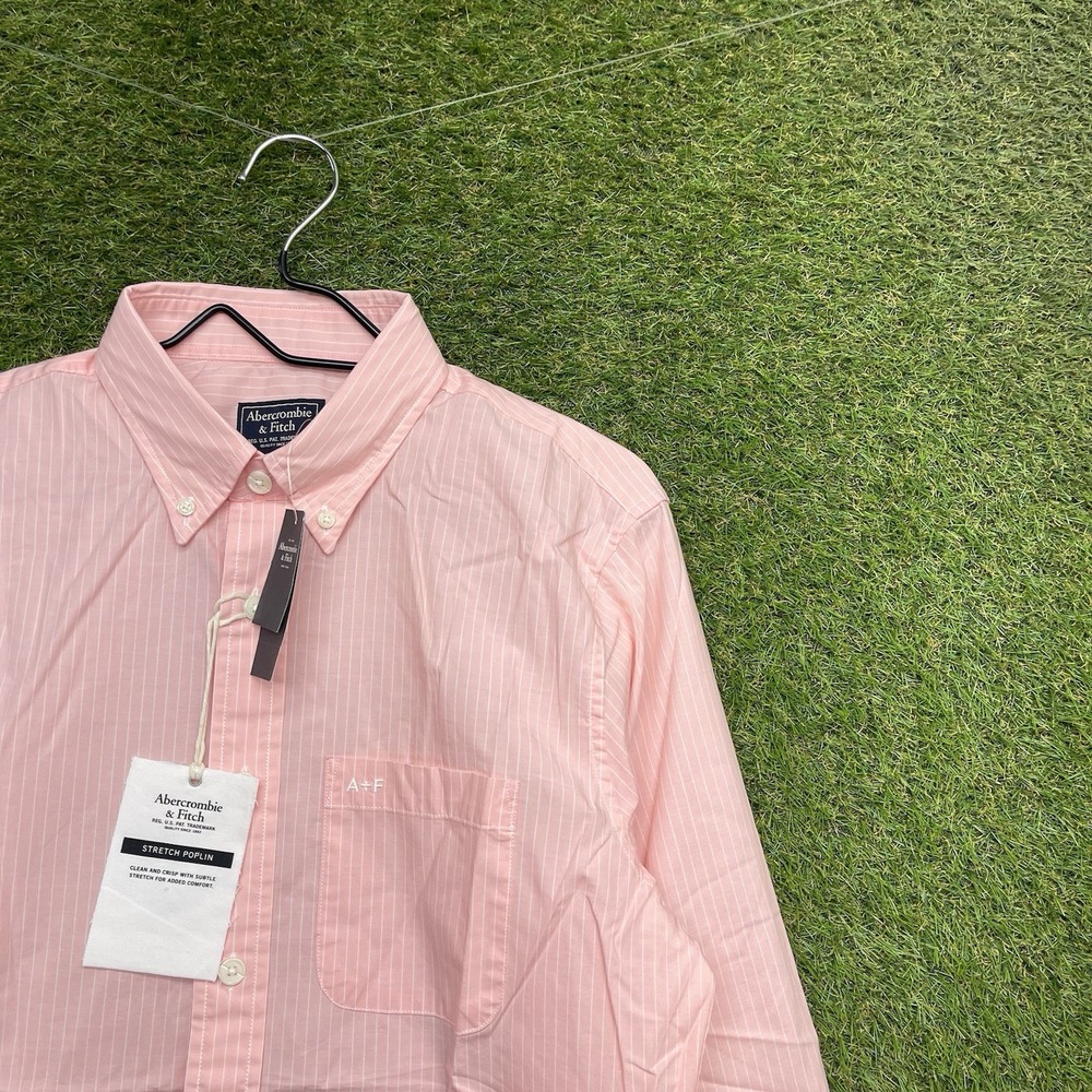 Abercrombie & Fitch Dress Shirt Mens Medium Stretch Poplin Long Sleeve Striped